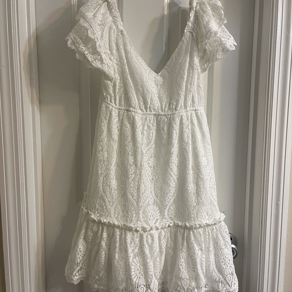 Blu Pepper Cream Textured Dress